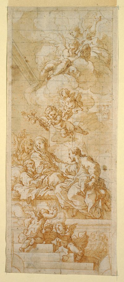 Rajz, Szent József halála, tanulmány mennyezetképhez, 1670-1747 körül. alkotó: Unknown artistUnknown artist