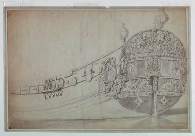 Rajz, Egy hajó farának díszítő mintája, 1705 körül. alkotó: Unknown artistUnknown artist