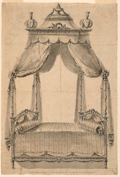 Rajz, Ágyterv, 1785 körül. alkotó: Unknown artistUnknown artist