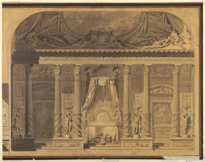 Rajz, Hálószoba terv, Hotel de Mailly-Nesle, Párizs, 1770-80 alkotó: Unknown artistUnknown artist