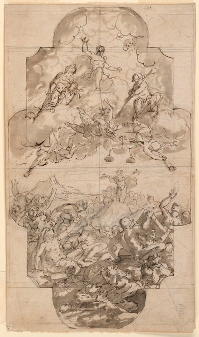 Rajz, Templom mennyezetének terve, 1700-1750 alkotó: Unknown artistUnknown artist