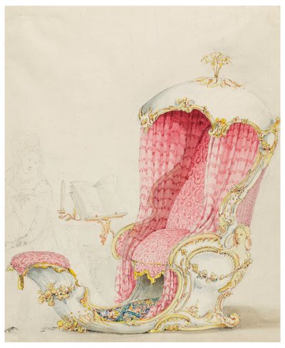 Rajz, terv egy nyugágyhoz, 1810 körül. alkotó: Unknown artistUnknown artist