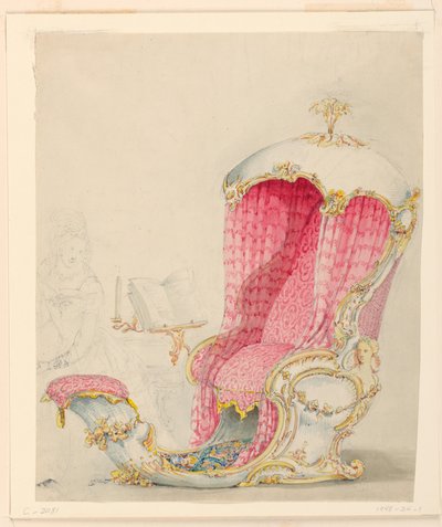 Rajz, terv egy nyugágyhoz, 1810 körül. alkotó: Unknown artistUnknown artist
