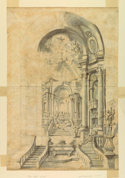 Rajz, Templomi ünnepi díszlet terve, 1700 körül. alkotó: Unknown artistUnknown artist