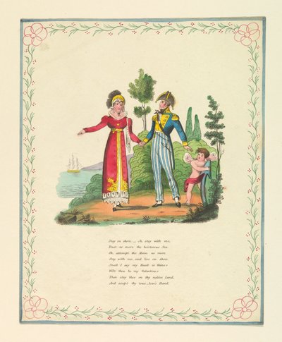 Üdvözlőlap, "Maradj a parton, - ó, maradj velem...", 1821 körül. alkotó: Unknown artistUnknown artist