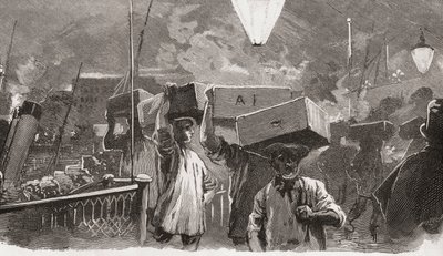 Reggel 5 óra a Billingsgate halpiacon, London, Anglia a 19. században alkotó: Unknown artist