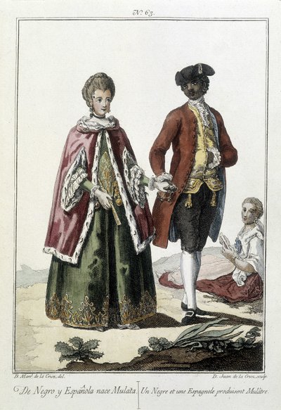 Egy fekete és egy spanyol egy mulatt - metszetet szül alkotó: Unknown artist