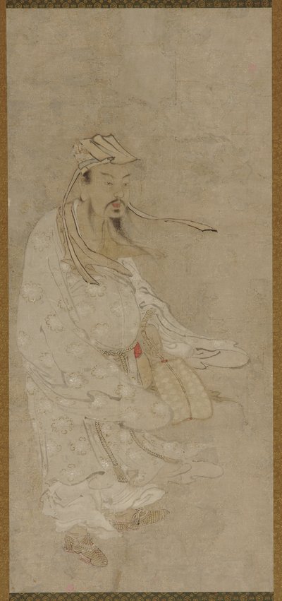 Egy kínai férfi erős szélben áll alkotó: Unknown artist