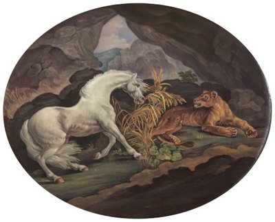 Egy ló, akit megrémít egy oroszlán alkotó: Unknown artist