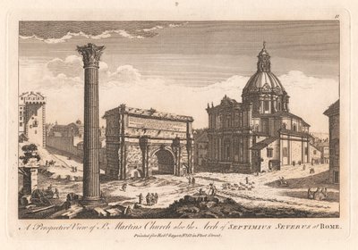 A Szent Márton-templom perspektivikus képe, valamint a római Septimius Severus íve. alkotó: Unknown artist