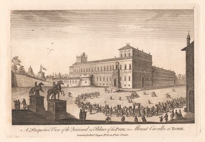 Perspektivikus kilátás a Quirinalra vagy a pápapalotára, a római Cavalle-hegyen alkotó: Unknown artist