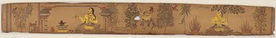 Egy herceg megszorításokat végez (recto), Chandrabhanu és Lavanyavati Upendra Bhanja románcából (1670–1740) alkotó: Unknown artist