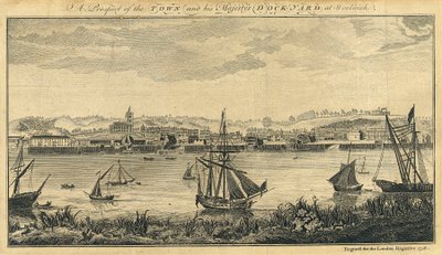 "A város és Őfelsége woolwichi dokkjának kilátása alkotó: Unknown artist