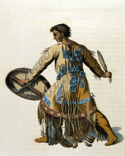 Szibériai sámán. 19. századi metszet. alkotó: Unknown artist