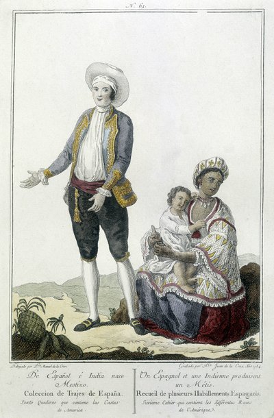 Egy spanyol és egy indiai Métis - metszetet szül alkotó: Unknown artist