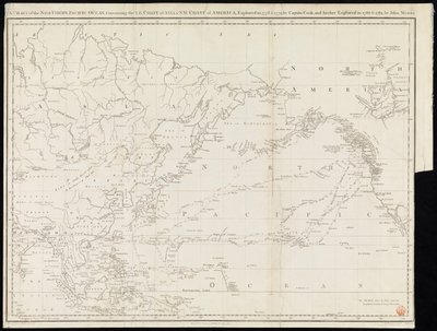 A Csendes-óceán északi részének térképe, amely tartalmazza Ázsia ÉK-i partjait és Amerika ÉNY-i partjait, amelyeket 1778-ban és 1779-ben Cook kapitány fedezett fel, és amelyeket 1788-ban és 1789-ben John Meares fedezett fel tovább (nyomtatásban) alkotó: Unknown artist