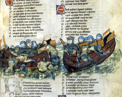 Tengeri csata. 13. századi miniatűr alkotó: Unknown artist