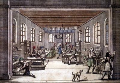 Nyomda a 18. század elején. alkotó: Unknown artist