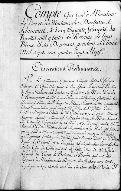 Rochefoucauld Liancourt herceg tulajdonának 1789. évi számlakönyve. alkotó: Unknown artist
