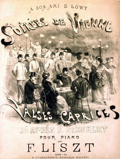 Bécsi esték plakátja. Valszek szeszélyei F. Schubert után. alkotó: Unknown artist