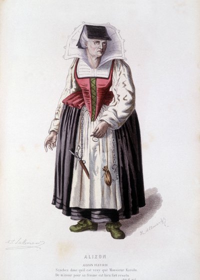 Alizon Fleurie az „Alizon” című filmben (JC Discret), a „” francia színházban a Moliere előtti 16. és 17. században”, Edouard Fournier alkotó: Unknown artist