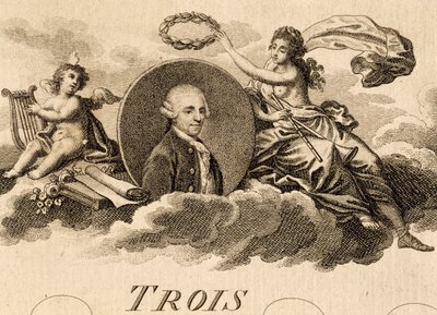 Franz Joseph Haydn (1732-1809) allegóriája a Három kvartett, Opus 75, I. könyv partitúrájának címlapján alkotó: Unknown artist