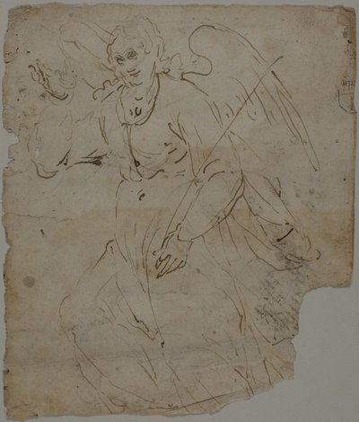Annunciate Angel (recto); vázlatok az ülő alakról, valamint az Annunciate Angel felső részéről és jobb kezéről (verso) alkotó: Unknown artist