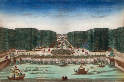Aquae Lapsus in Hortis Versalicis - Optikai kép, amely Versailles vízeséseit ábrázolja a 18. században - Illusztráció 1760 körül alkotó: Unknown artist