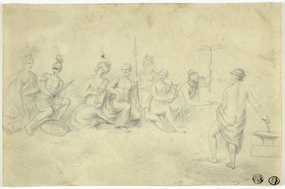 Az istenek és istennők gyűlése az Olümposz-hegyen alkotó: Unknown artist