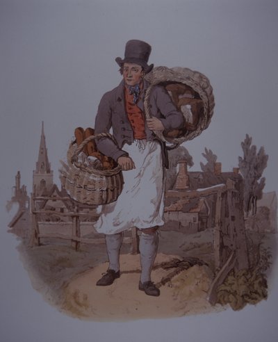 Kenyeret szállító pék, 19. század eleje (színes litó) alkotó: Unknown artist