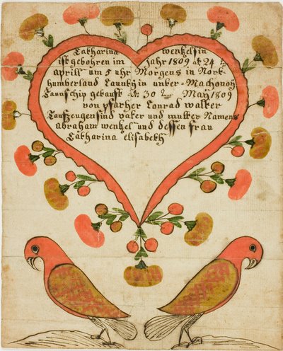 Catharina Wentzelsin keresztelési bizonyítványa alkotó: Unknown artist