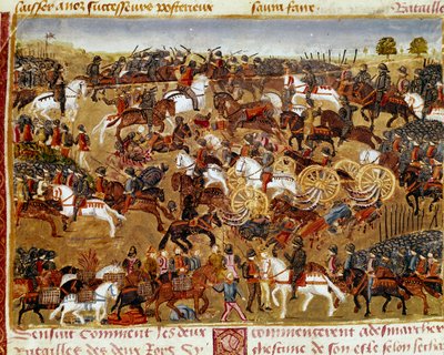 Miniatűr csatajelenet a „Nagy Sándor tények könyvéből”, Quintus Curtius Rufus (1. század) alkotó: Unknown artist