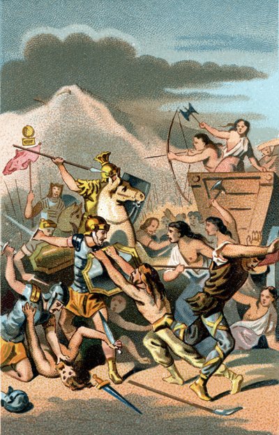 Aix-i csata: Cimbrek és teutonok inváziója ie 110-től 102-ig A teutonokat Caius Marius, a bölcs, római konzul legyőzte. alkotó: Unknown artist