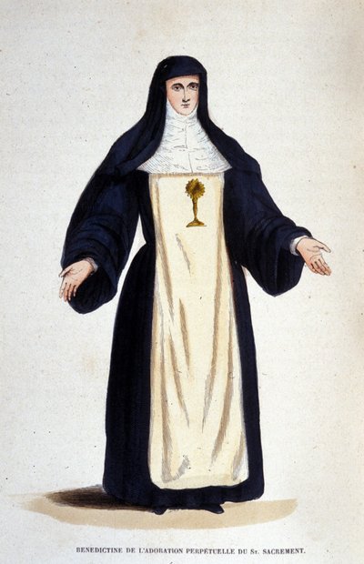 Az örökös szentségimádás bencés rendje, amelyet Catherine de Bar alapított Párizsban 1654-ben. alkotó: Unknown artist