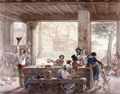Bisztró Rómában 1820 körül. alkotó: Unknown artist
