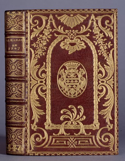 Könyvborító, díszes kötés egy 1747-ből származó almanach cotte családjának karjaira változik. Párizs, Dekoratív művészet alkotó: Unknown artist