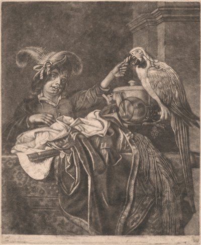 Fiú és egy papagáj alkotó: Unknown artist