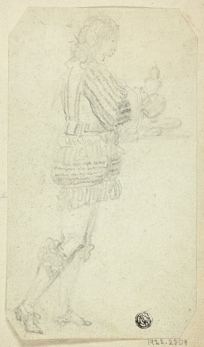 Történelmi ruhás fiú tárgyat hordozó fiú alkotó: Unknown artist