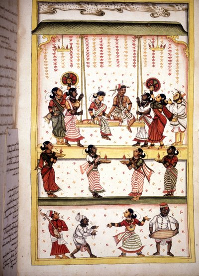 Menyasszonyi lakoma Oldal a Stefano Nivibus Cardeira „Mogol története” (Moghul vagy Moghol) kéziratából (ms.8300). 18. század. Bibloteca marciana, Velence alkotó: Unknown artist