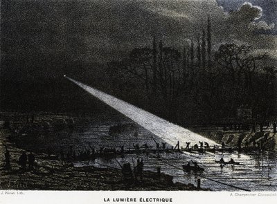 Éjszakai védművek építése a Szajnán át íjfény segítségével. Francia-porosz szemölcs alkotó: Unknown artist