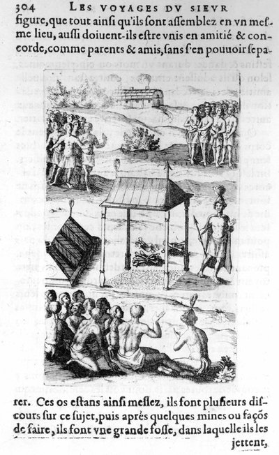 Kanada: bennszülöttek - in „Les voyages de la Nouvelle France Occidental, Dicte Canada, a St Champlain Xaintongeois... 1603-tól 1629-ig... Samuel Champlain (1570-1635), szerk. Pierre Le Mur, Párizs alkotó: Unknown artist