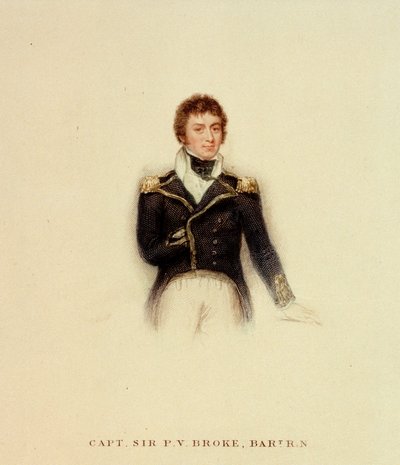 P.V. Broke kapitány, Királyi Haditengerészet, 19. század eleje (színes metszet) alkotó: Unknown artist