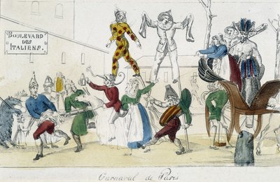Párizsi karnevál, boulevard des Italians - 18. századi metszet, Carnavalet. alkotó: Unknown artist