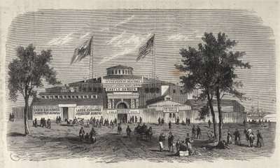 Castle Garden Bevándorlási Központ Depot - Castle Garden emigráns raktár - New York állam - Emigration Commission Establishment - Metszet a „The Illustrous Universe” 1869-ben alkotó: Unknown artist