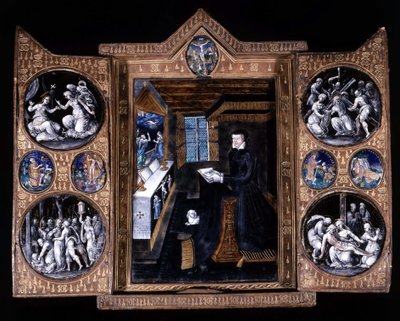 Catherine de Medici (Caterina de Medici) (1519-1589) imában - triptichon e-mail és bőr alkotó: Unknown artist