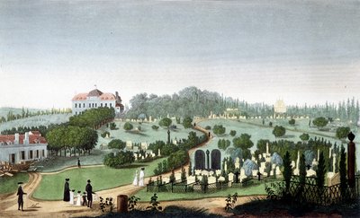 Père Lachaise temetője, 1820 körül – Courvoisier „"Kilátásai Párizsra" című művében alkotó: Unknown artist