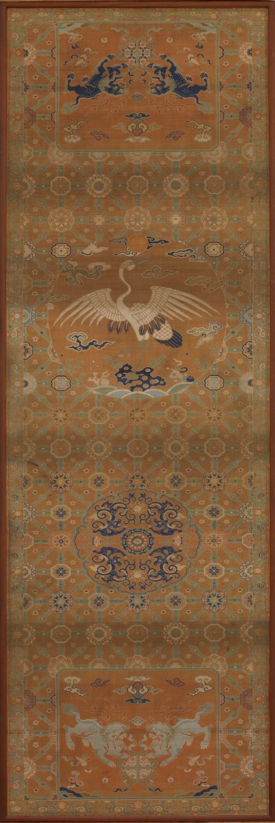 Székhuzat daruval, oroszlánokkal, sárkányokkal, kedvező szimbólumokkal és virágmintákkal alkotó: Unknown artist