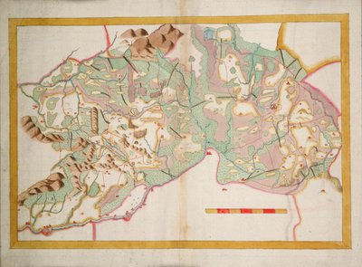 Leix és Offaly, Írország térképe, 1590 körül (papír, vászon) alkotó: Unknown artist