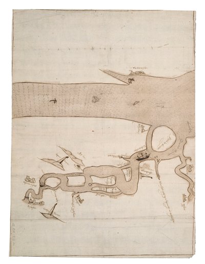 A Medway folyó és a Temze egy részének térképe: 24. sz. Sheerness, 1590 körül (tus és mosás) alkotó: Unknown artist