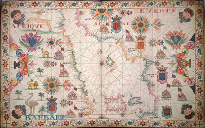 A Földközi-tenger nyugati részének térképe, 1600 körül (kézirat) alkotó: Unknown artist